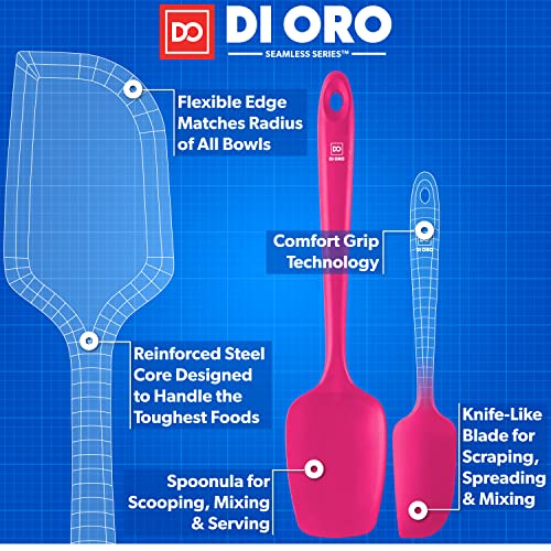 DI ORO Silicone Spatula Set - 600F Heat Resistant, 3-Pc Magenta - color: Magenta