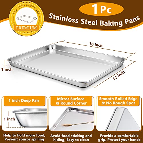 P&P CHEF Stainless Steel Baking Sheet with Rack Set for Cookie, 16 Inch - size: 16 Inch