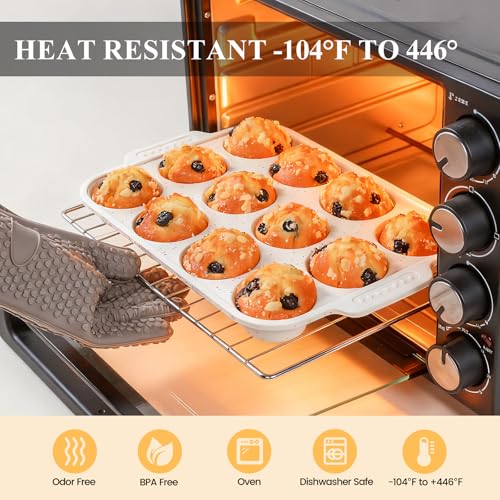 Vinino Silicone Muffin Pan with Reinforced Frame, Nonstick Cupcake Pan - size: Regular: 12-Cup x 2 Pcs