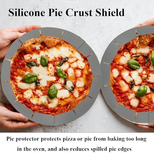 Adjustable Silicone Pie Crust Shields Baking Protectors Cover Ring Fits 8-11.4 Inch Pies Baking Pie Crust Shield Protector Cover for Edges (Grey-2pcs) - color: Grey-2pcs