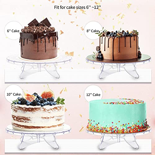 NWK 12inch Clear Round Cake Stand with String Lights