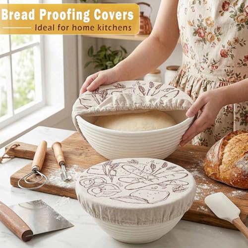 Elastic Bread Proofing Bowl Covers 2-Pack with Waterproof Liner - color: 10 Inch