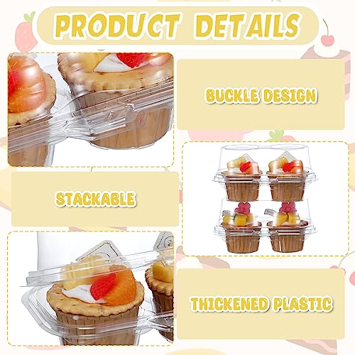 Roshtia 100 Pcs 2 Cavity Cupcake Container with 300 Mini Baking Cups