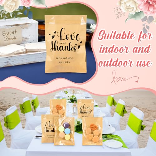 MotiMind 100 Pcs Clear Wedding Cookie Bags, Love and Thanks Candy Bag