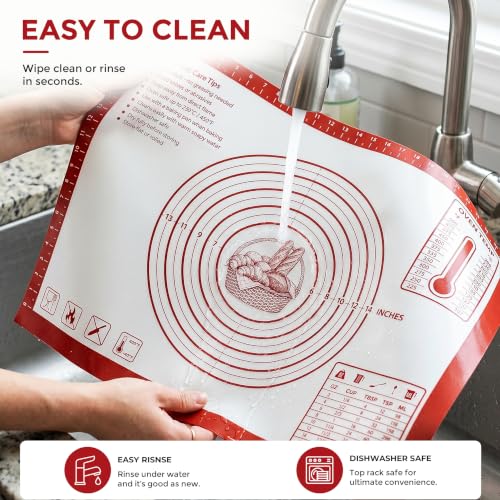 XL Silicone Pastry Mat for Baking Dough Mat, Extra Large 28x20 inches Red - color: Red
