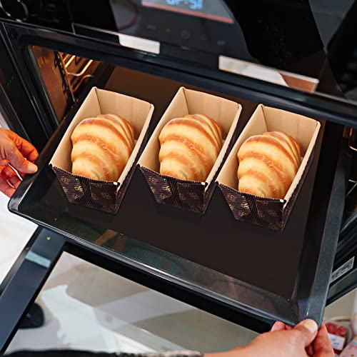 Panitay 100 Pcs Disposable Paper Loaf Pans, Kraft Mini Bread Baking Molds