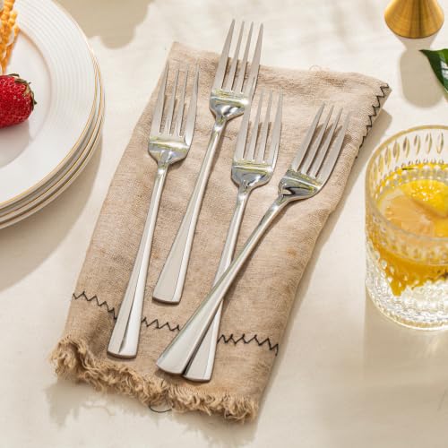 KINGSTONE Forks 8 Piece Dinner Forks Set, 18/10 Stainless Steel, 8.18 Inch - color: Silver, size: 8-Piece