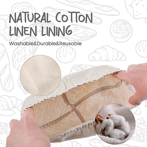 DOYOLLA Bread Proofing Baskets Set of 2 10 inch Oval Shaped Dough Proofing Bowls w/Liners Perfect for Professional & Home Sourdough Bread Baking - size: 10 inch