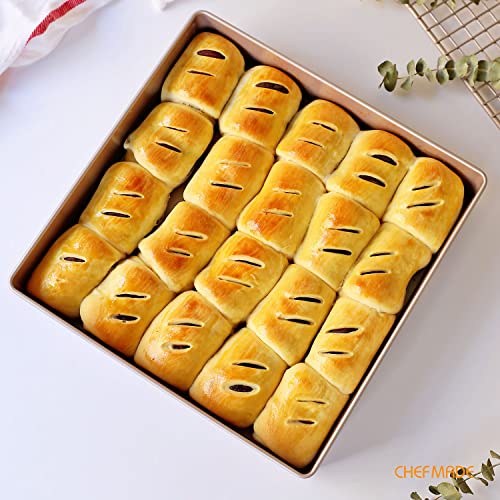 CHEFMADE 11-Inch Square Cake Pan, Non-Stick Deep Dish Bakeware for Oven Baking (Champagne Gold) - size: 11" Square