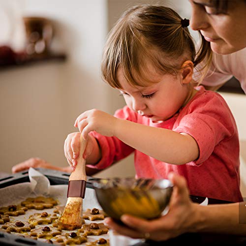 Pastry Brushes for Baking Basting Brush with Boar Bristles and Beech Hardwood Handles Culinary Oil Brush for Barbecue Butter Grill BBQ Sauce Baster Marinade Kitchen Food Cooking Brushes - 4PCS - color: 1 inch & 1.5 inch & 2 inch & 3 inch - 4PCS
