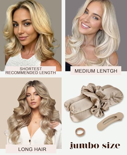 Jumbo Satin Heatless Curls Overnight Curling Rod Set - color: JUMBO Oat