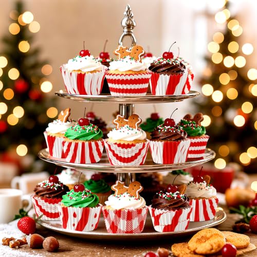 SANNIX 450 Pcs Christmas Cupcake Liners Red and White Xmas Baking Cups Set - style: Christmas Candy Cane