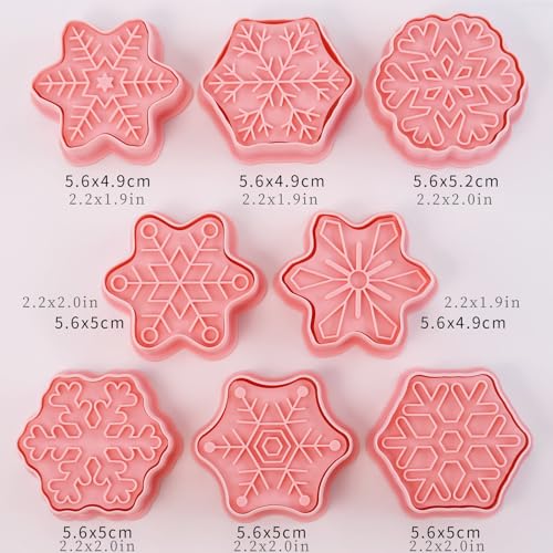 8Pcs Snowflake Cookie Cutters 3D Winter Christmas Themed Baking Tools - color: Xmas Snowflake