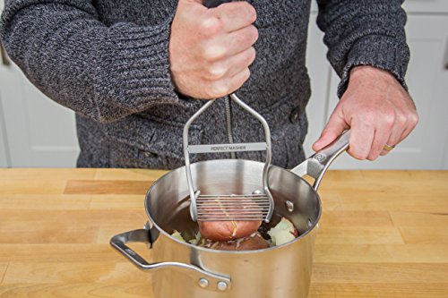 Diamond Series Heavy Duty Potato Masher – Stainless Steel Handheld Food Masher & Blender with Ergonomic Non-Slip Handle – Ideal for Beans, Veggies, Avocados, Fruits & More – Black - color: Black
