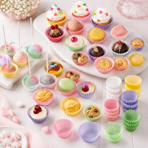 600 Count Mini Cupcake Muffin Liners, Colorful Small Cupcake Liners
