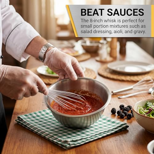 Whisks for Cooking,Stainless Steel Whisk Set 8" 10" 12",Balloon Wire Whisks for Whisking, Beating, Blending Ingredients, Mixing Sauces (Silver) - color: Silver