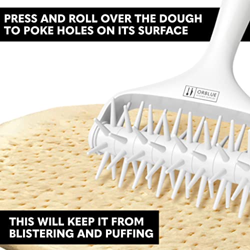 Orblue Pizza Dough Docker, Pastry Roller with Spikes Pizza Docking Tool for Home & Commercial Kitchen - Pizza Making Accessories that Prevent Dough from Blistering Light Gray - color: Ice Gray