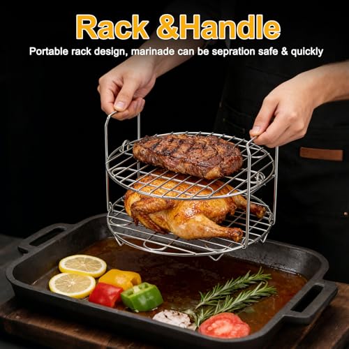 uxcell Stainless Steel Air Fryer Rack 8" Round Cooking Rack Steamer Plate - size: 8 Inch