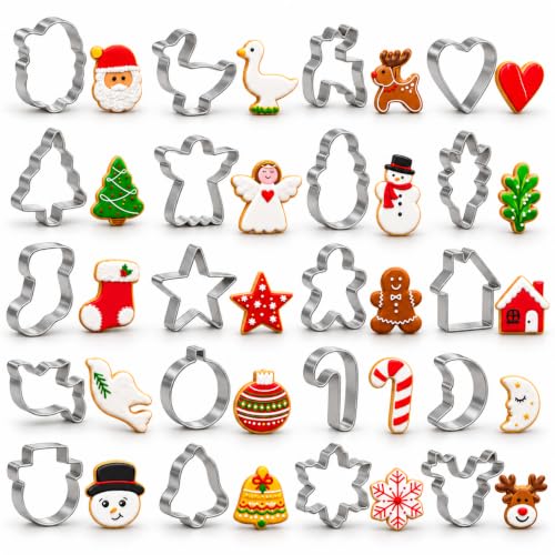 Mini Christmas Cookie Cutters Set,20PCS Stainless Steel Cookie Cutters - style: Mini Christmas