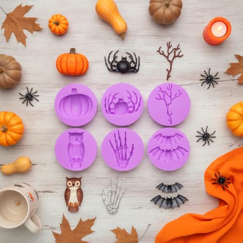 Halloween Bat Spider Silicone Molds Set of 6, for Cake Decoration