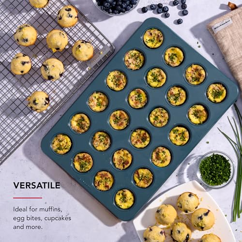KitchenAid Nonstick Aluminized Steel Muffin Pan, Dishwasher Safe, Agave, 24 Cup - color: Agave, size: 24 Cup