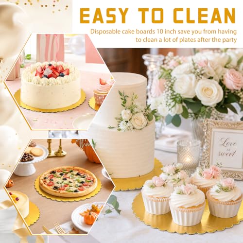 8 Pack 10 Inch Round Cake Boards,Gold Wave Cake Circles Base Stand - color: Gold, size: 10Inch, style: Wavy Edge