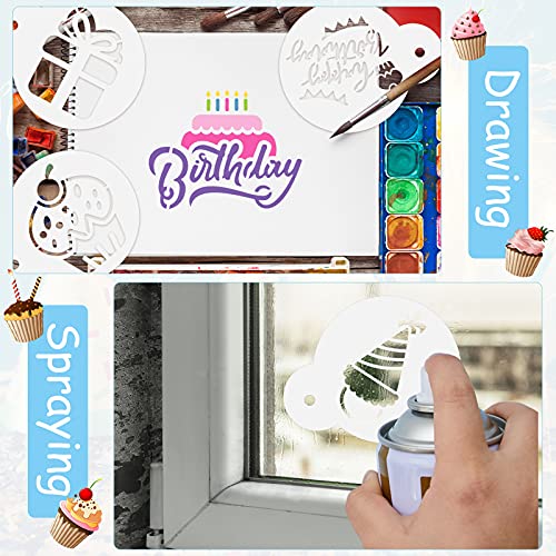 Tenare 20 Pcs Birthday Cookie Stencil for Baking Decoration