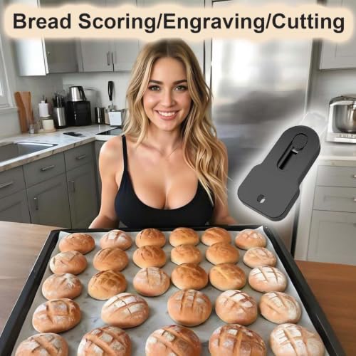 Magnetic Retractable Bread Lame Dough Scoring Tool with Stainless Steel Blade, Automatic Retraction, Instant Adhesion to Fridge, Includes 5 Replaceable Razors for Sourdough, Baguette, Pastry Crafting