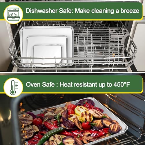 E-far Baking Sheet with Cooling Rack Set (3 Pan + 3 Rack), 16/12.5/9.3 Inch