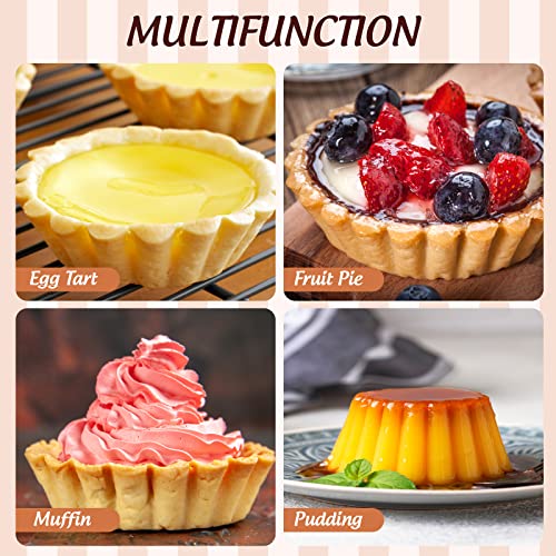 20 Pack Egg Tart Pans, 2.6 x 0.8in Small Metal Cupcake Pans Pie Cookie Muffin Tins Reusable Baking Mold Cups - size: L