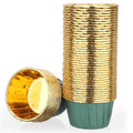 EUSOAR Green Cupcake Liners, 50pcs 3.5oz Aluminum Foil Baking Cupcake Cups - color: Dark Green/Gold, size: 50pcs