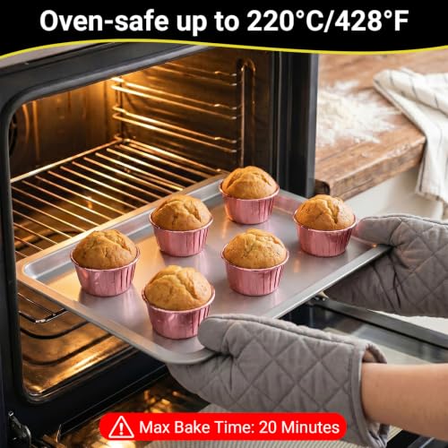 EUSOAR Cupcake Boxes with Cupcake Liners, 50pcs 3.5 Inch Clear Cupcakes Carrier and 50pcs 3.5oz Disposable Wrappers, Individual Cupcakes Dessert Pastry Containers for Wedding Party Favor Bakery - color: Pink/Rose Pink