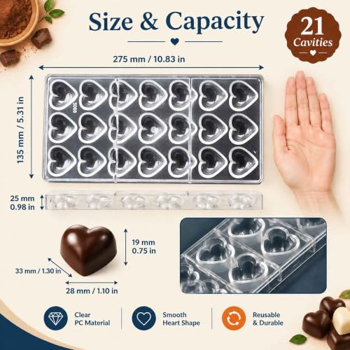 Grainrain polycarbonate chocolate mold polycarbonate chocolate bar mould heart Valentine Day gift (19268) - color: 1