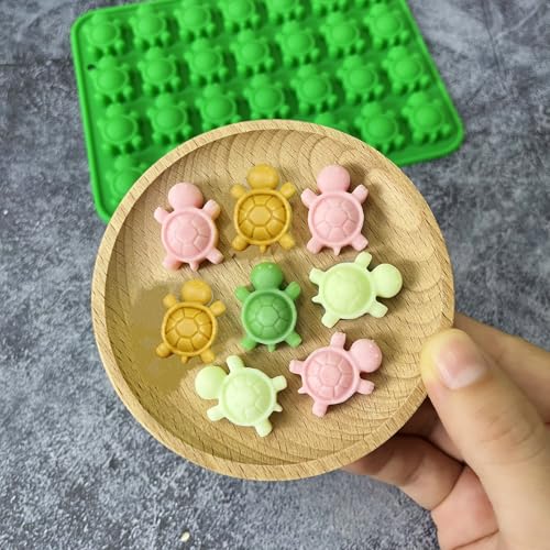 Silicone Turtle Candy Molds, 2-Pack Green Ice Cube Trays, 28-Cavity Chocolate Making Mold