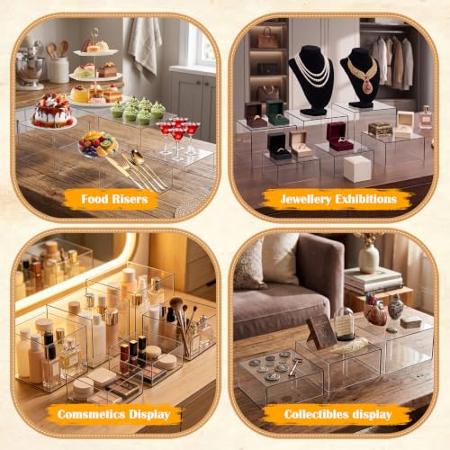 6 PCS Buffet Risers and Stands, Dessert Food Display for Buffet Table - color: Transparent, size: 10" 9" 8.5" 8" 7.5" 6.8"