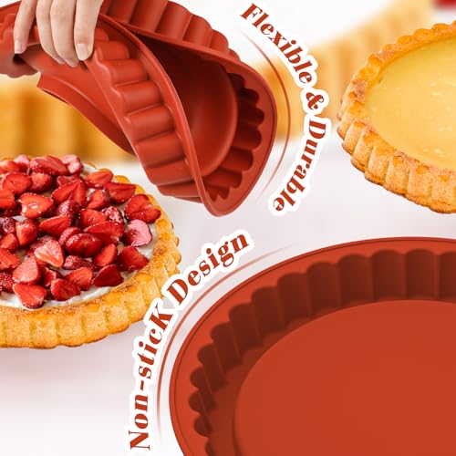 Webake 11-Inch Silicone Flan Tart Pan, Nonstick Large Maryann Cake Pan Torte Pan, BPA-Free - size: Large
