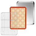 P&P CHEF 10.4 Inch Baking Sheet Pan Cooling Rack with Mat Set for Cookie - size: 10.4 Inch