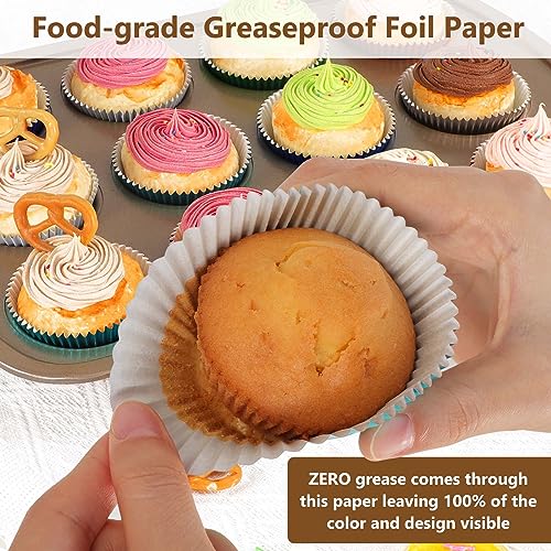 Gifbera Standard Navy Blue Foil Cupcake Liners Paper Baking Cups 200-Count - color: Navy Blue