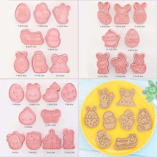 26pcs Easter Cookie Cutters Stamps Biscuit Baking Tools Embossing Cookie Molds … - style: Easter