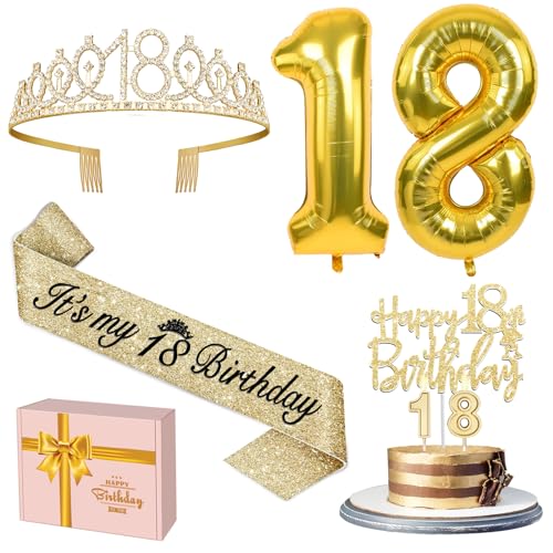 YeohJoy Gold 18th Birthday Decorations for Girls - style: 18th