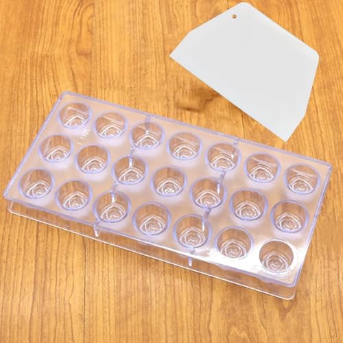 21 Grid Chocolate Candy Mold PC Polycarbonate Chocolate Making Mould with Scraper (Rose Shape) - color: Rose Shape