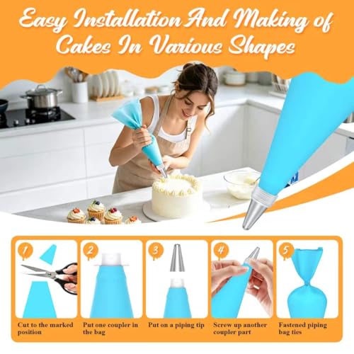 Macaron Silicone Baking Mats, 2 Nonstick Macaroon Mat Silicone, 7 Piping Tips, 2 Piping Bags, 2 Bag Ties, 2 Couplers, 1 Puff Tip, 1 Brushes, 17 Pcs Macaron Baking Kits for Macarons Cookies - color: Red