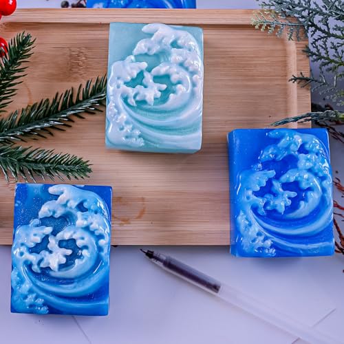 Ocean Wave Soap Molds, Square Sea Waves Silicone Mold 4-Cavity - color: Ocean Wave Soap