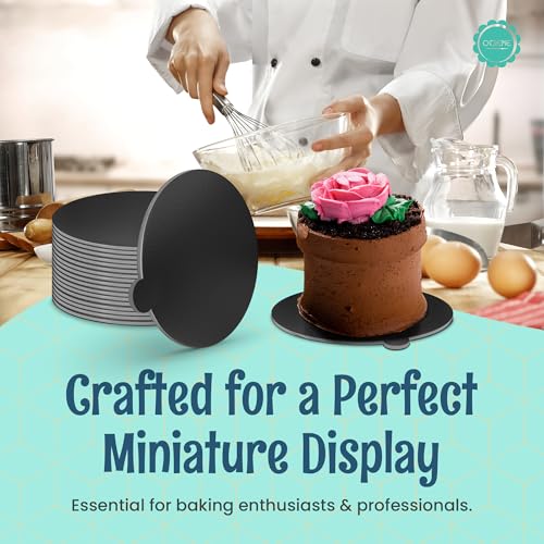 O'CREME Mini Cake Boards Round Black Foil 3.25 Inch with Tab 100ct - color: Black, size: 3-1/4 Inch