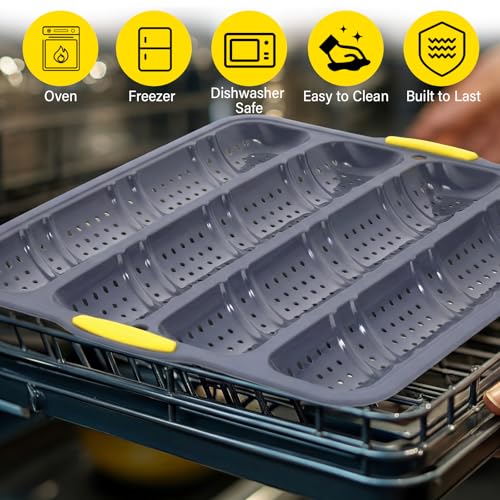 LemonRoad 4 Loaf Silicone Baguette Bread Pan French Loaf Mold 15"x13"