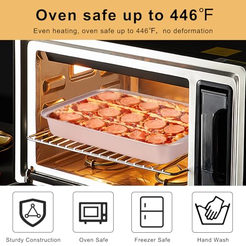 9x13 Baking Pan & Dish, 13x9 Nonstick Rectangle Cake Pan, Rose Gold