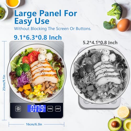 Food Kitchen Scale, Digital Food Scale 33lb Digital Kitchen Scale Precisely Measures Grams and Ounces for Meal Prep Baking and Cooking, 304 Stainless Steel Kitchen Scale LCD Display - style: Battery_33lbs_silver