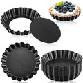Tessco for you 16 Pcs Mini Tart Pans for Baking, Black Gray Round - size: 4 Inch (Round), style: Black Gray Round