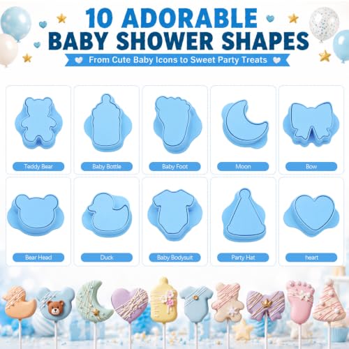 10 Pcs Baby Shower Cake Pop Molds Set with 100 Sticks - style: Baby Shower
