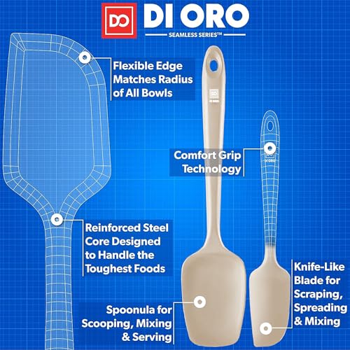 DI ORO Silicone Spatula Set - 600F Heat Resistant, 3-Pc Clay - color: Clay